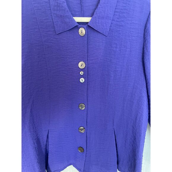 Habitat Crinkle Fabric Button Front Swing Shirt Purple Size Medium Style 30644 - Picture 3 of 7